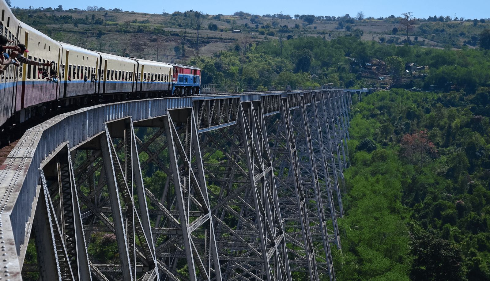 Railway over bridges infrastructure banner