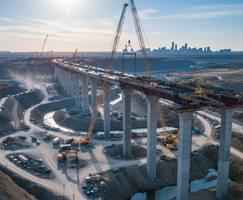 Design and construction of high-speed highway corridor with bridge and modern infrastructure